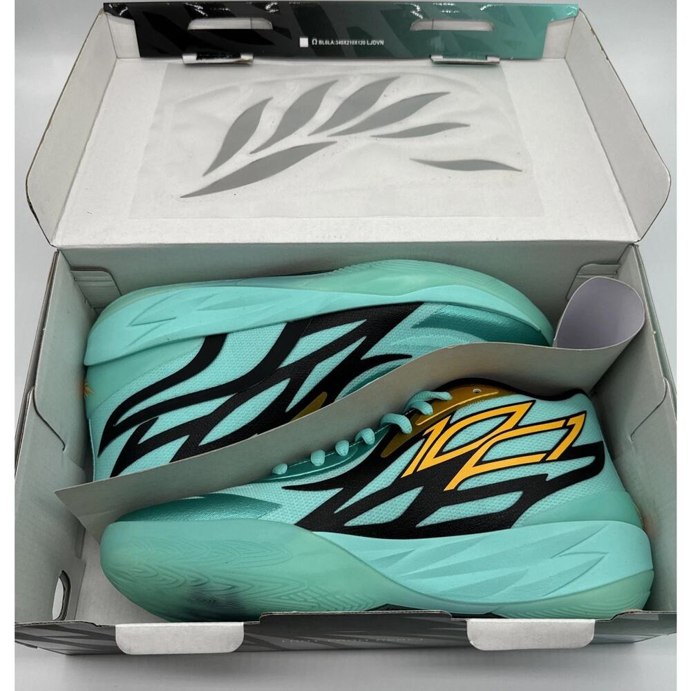 Puma LaMelo Melo MB.02 ELEKTRO Aqua Teal Black Honeycomb Hornets Men's Size 10